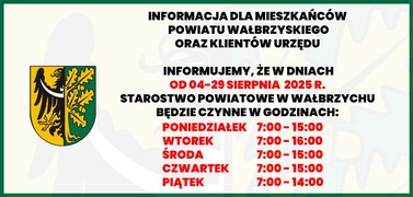 Zmiana godzin funkcjonowania urzędu