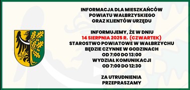 Zmiana godzin funkcjonowania urzędu 